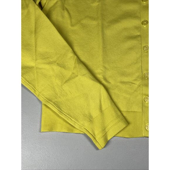 J Crew New Jackie Cardigan Premium Ultra Fine Cotton Blend Womens Medium Citron - Picture 3 of 11